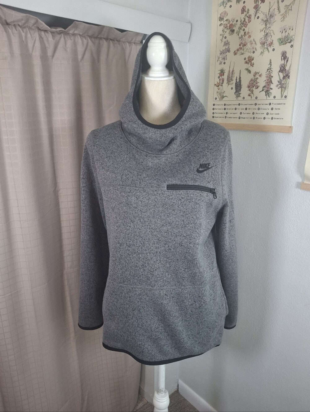Nike Summit Hoodie Heather Gray High Neck Pullover Hoodie Size Medium